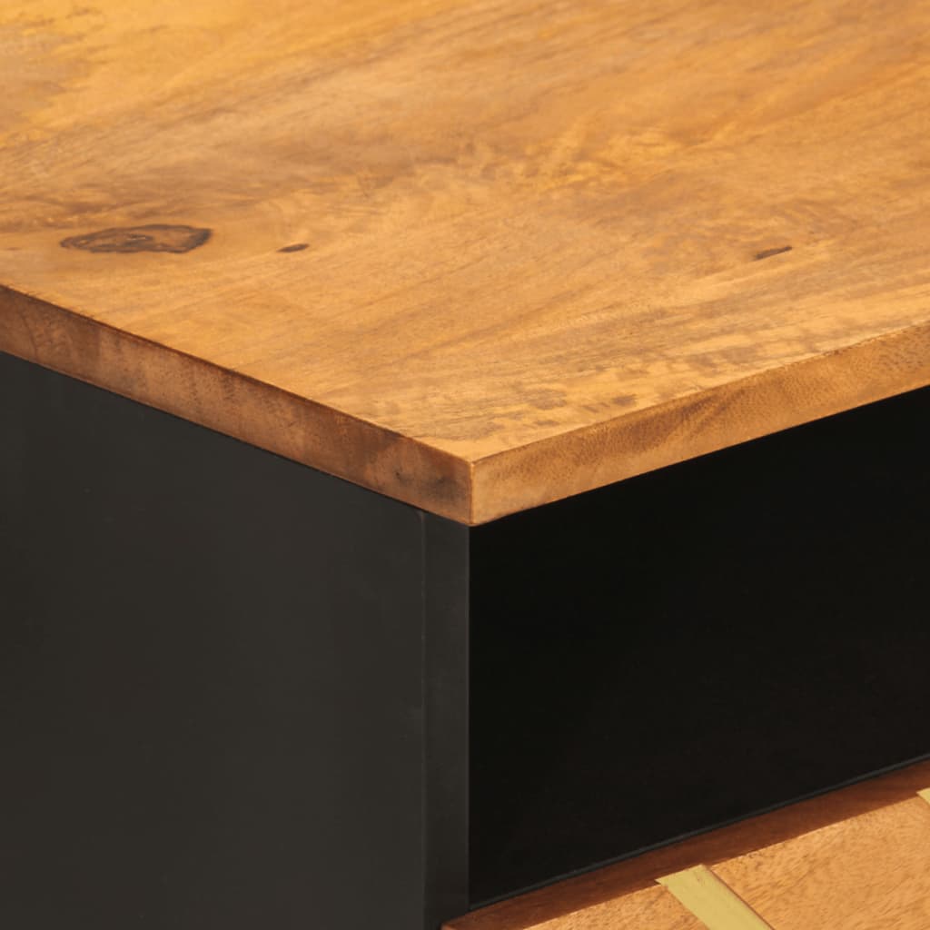 Salontafel 80x54x40 cm massief mangohout bruin en zwart – afbeelding 8