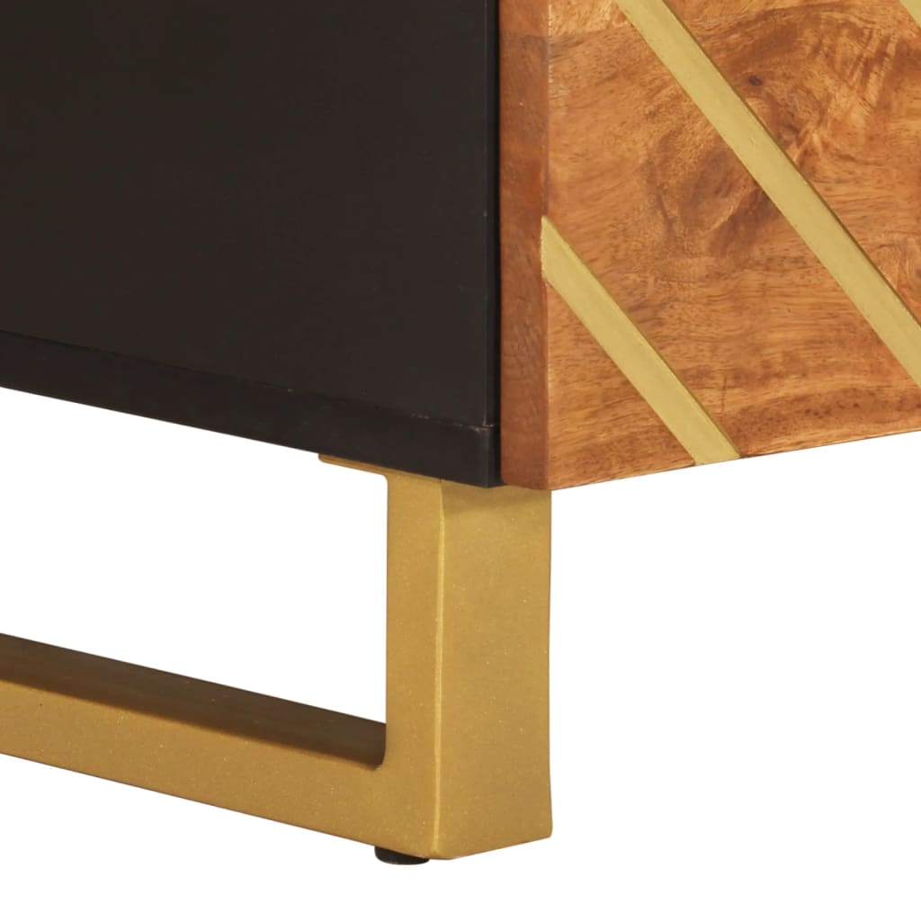 Salontafel 80x54x40 cm massief mangohout bruin en zwart – afbeelding 9