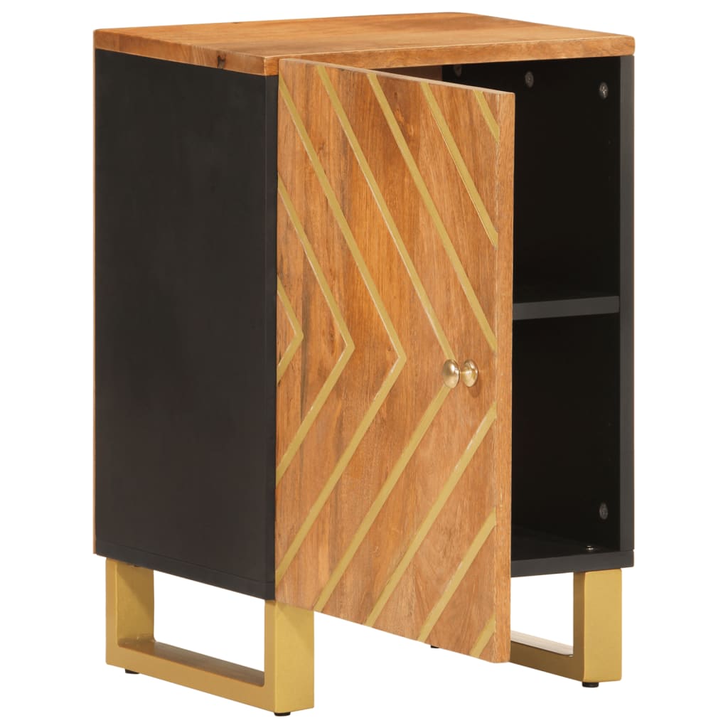 Badkamerkast 38x33,5x58 cm massief mangohout bruin en zwart – afbeelding 3