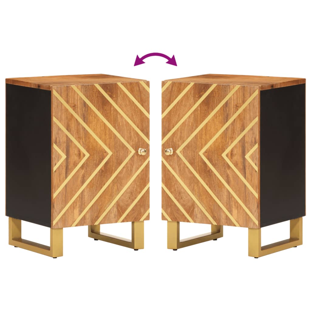 Badkamerkast 38x33,5x58 cm massief mangohout bruin en zwart – afbeelding 7