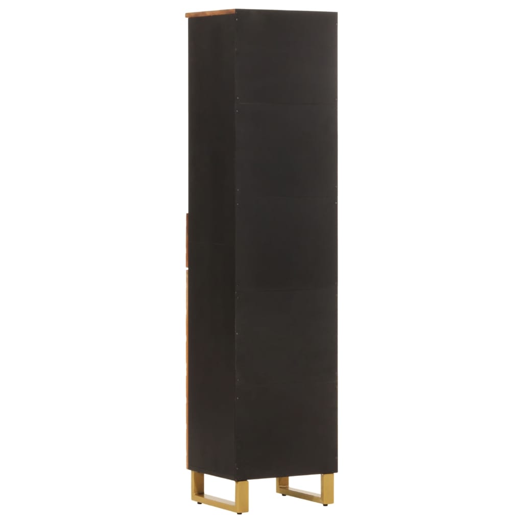Badkamerkast 38x33,5x160 cm massief mangohout bruin en zwart – afbeelding 6
