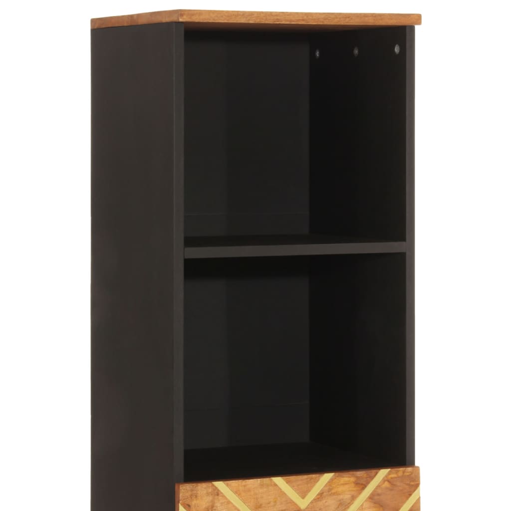 Badkamerkast 38x33,5x160 cm massief mangohout bruin en zwart – afbeelding 8