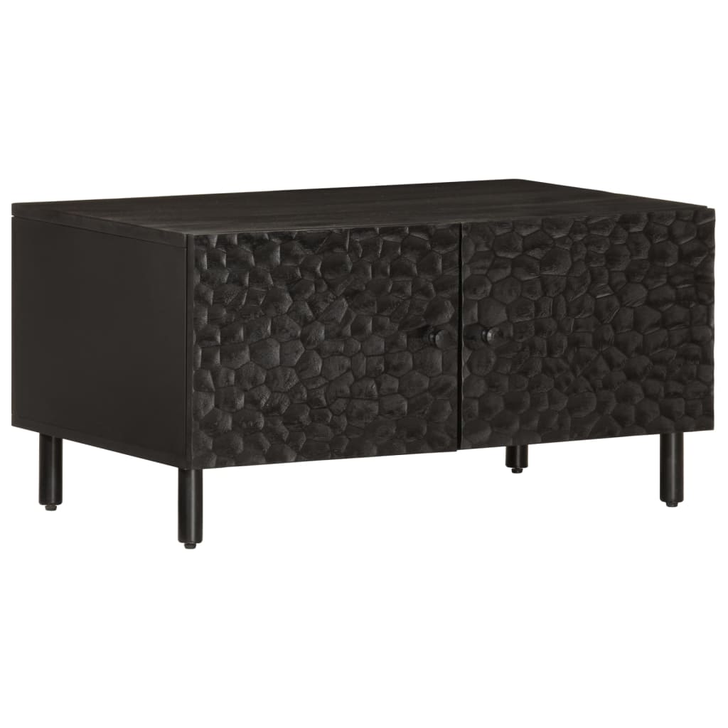 Salontafel 80x50x40 cm massief mangohout zwart – afbeelding 1