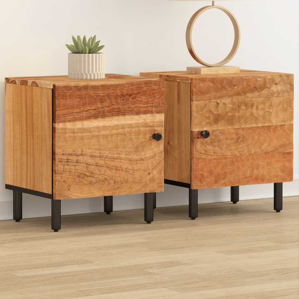 Nachtkastjes 2 st 40x33x46 cm massief acaciahout – afbeelding 1