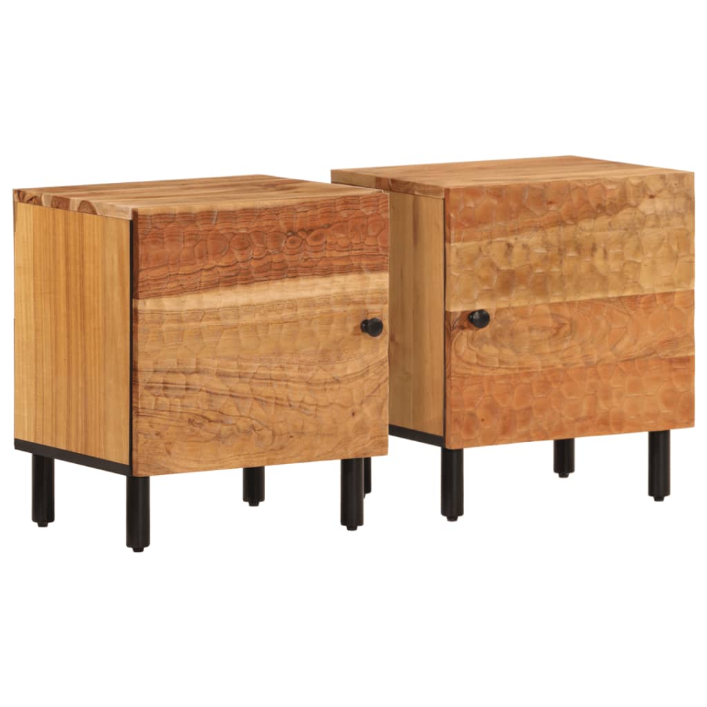 Nachtkastjes 2 st 40x33x46 cm massief acaciahout – afbeelding 2