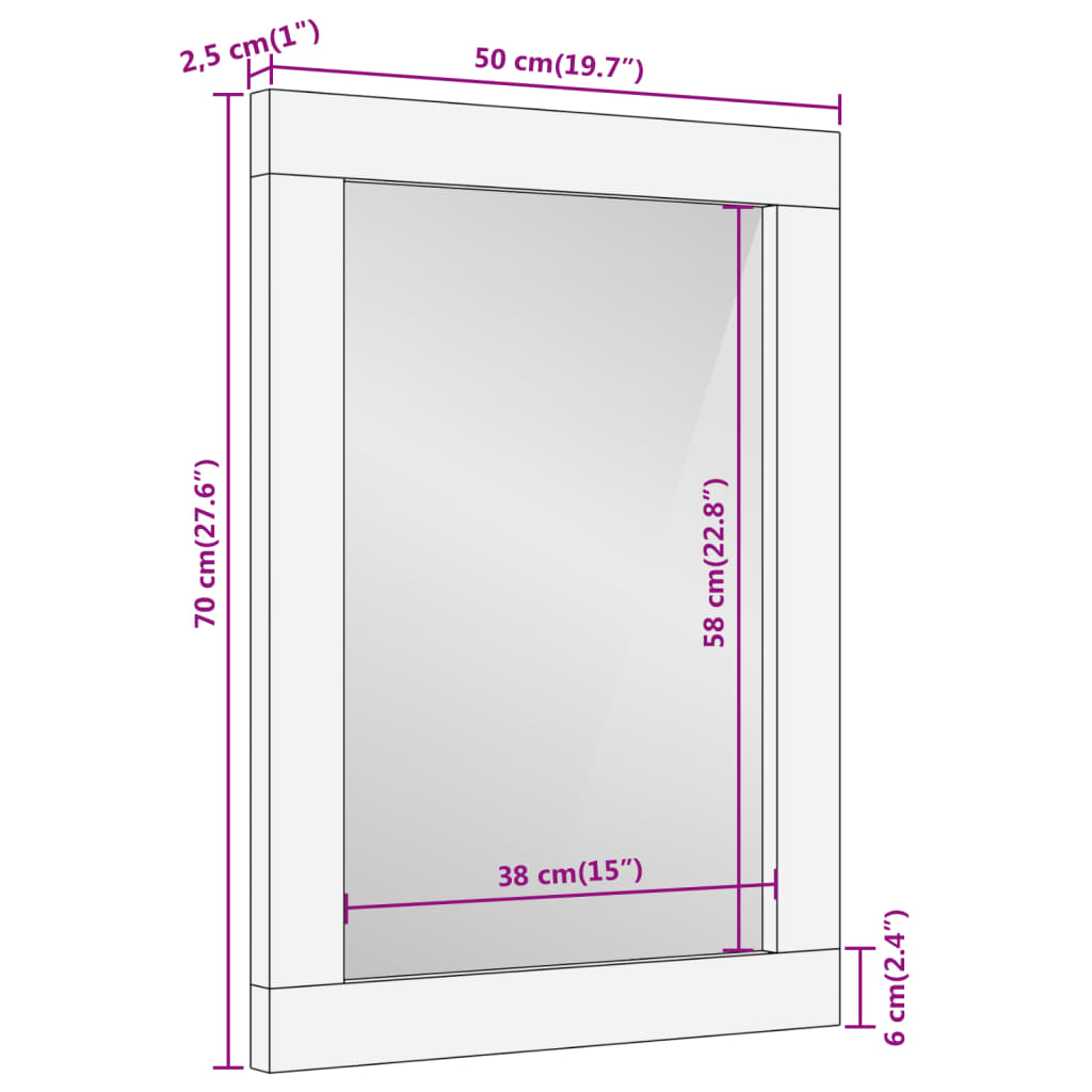 Badkamerspiegel 50x70x2,5 cm massief acaciahout en glas – afbeelding 11
