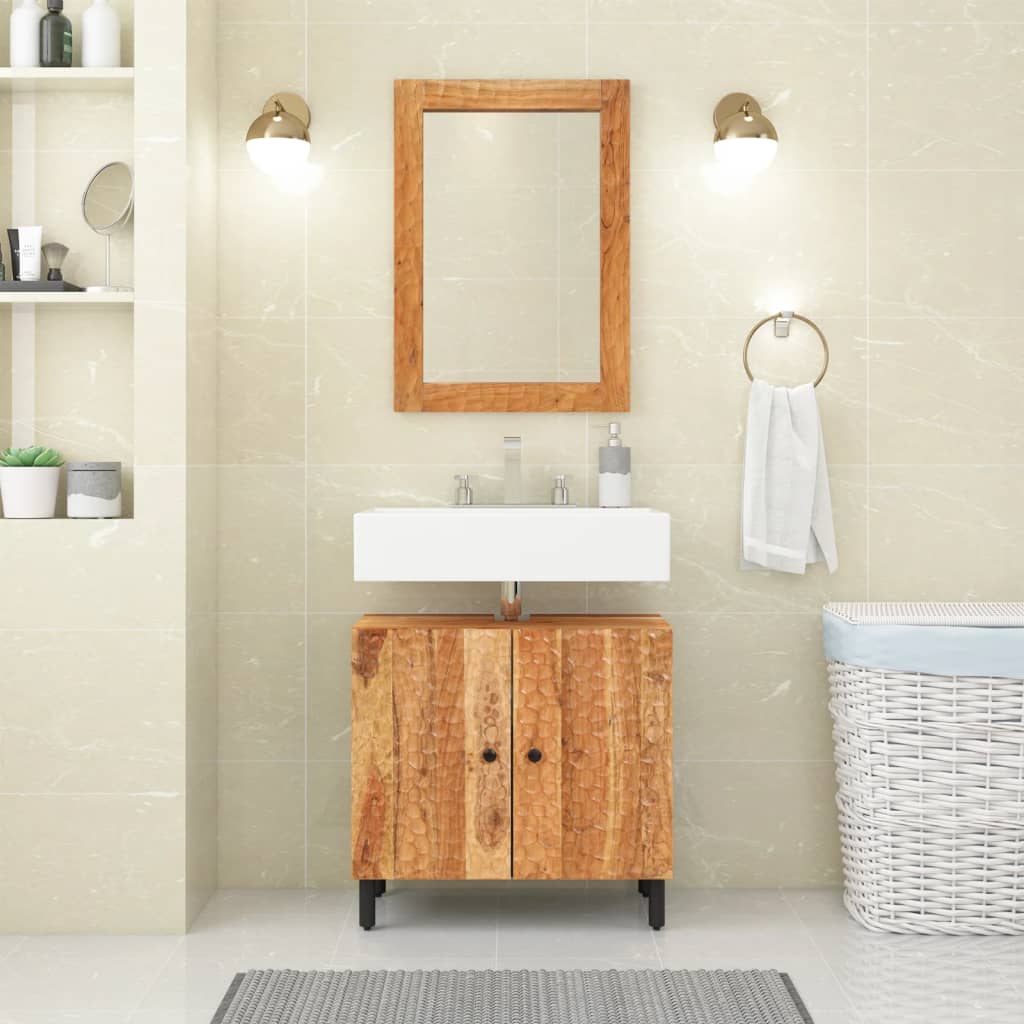 Badkamerspiegel 50x70x2,5 cm massief acaciahout en glas – afbeelding 3