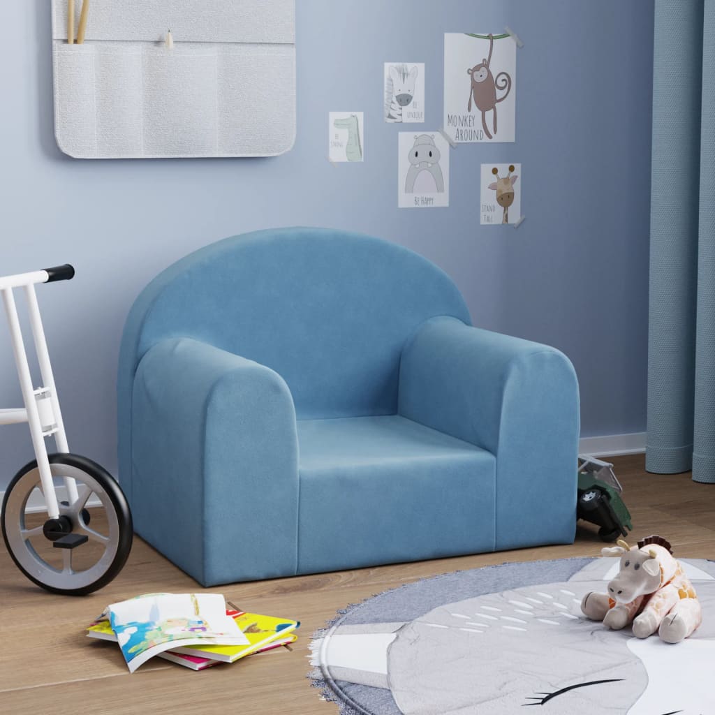 Kinderbank zacht pluche blauw – afbeelding 1
