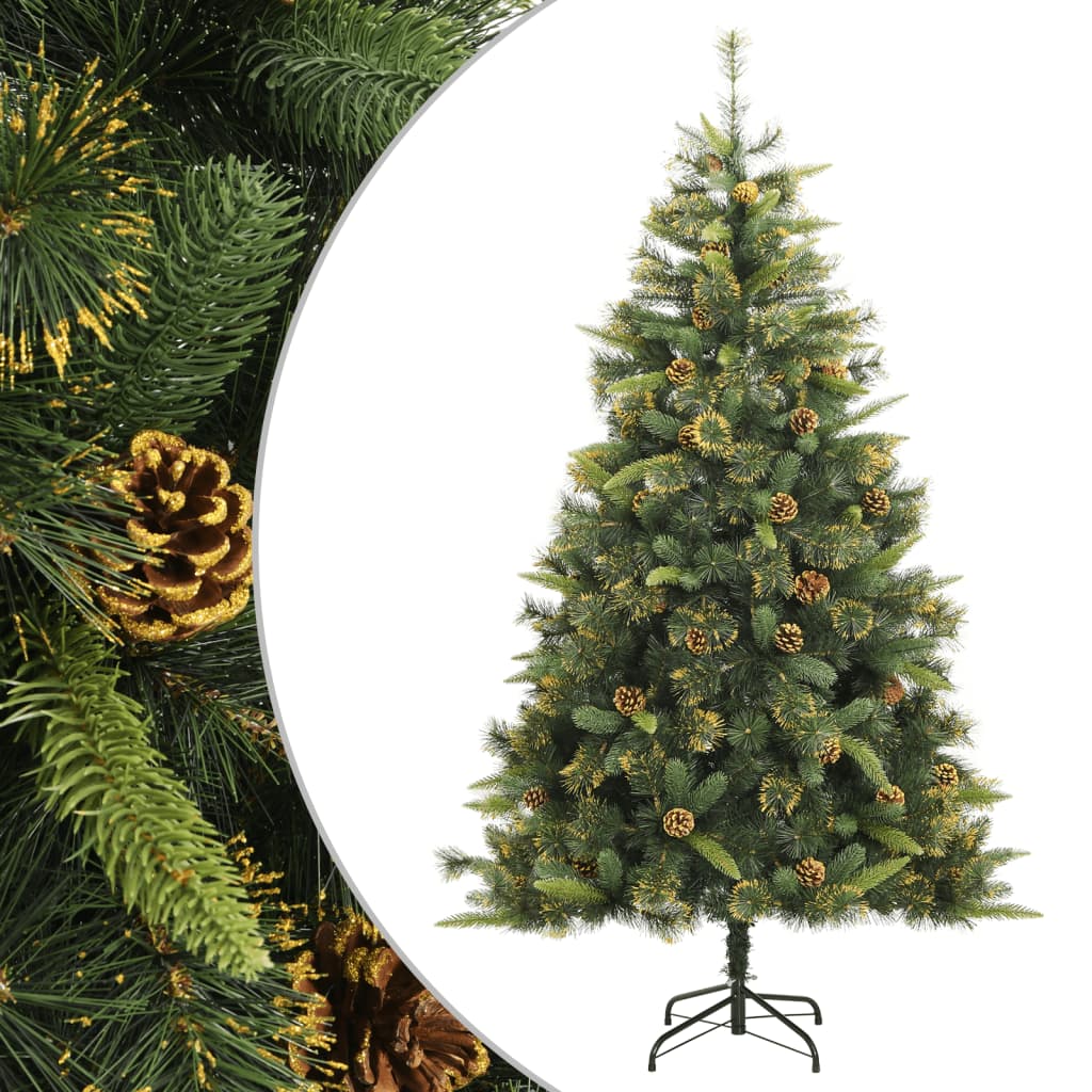 Kunstkerstboom met scharnieren en dennenappels 210 cm – afbeelding 1