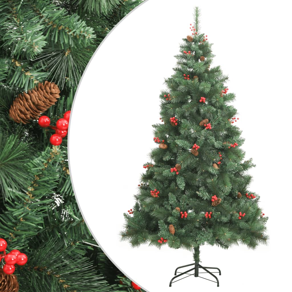 Kunstkerstboom met scharnieren dennenappels en bessen 240 cm – afbeelding 1