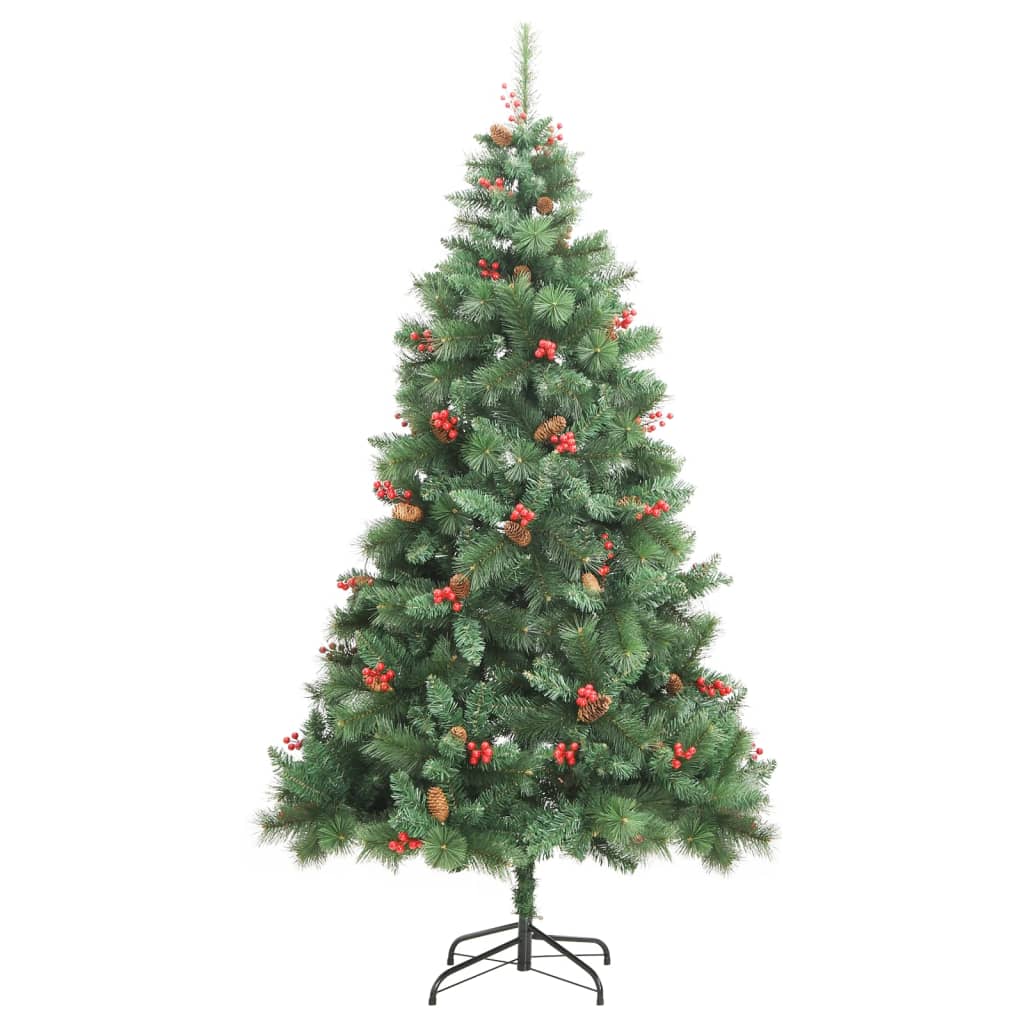 Kunstkerstboom met scharnieren dennenappels en bessen 240 cm – afbeelding 2