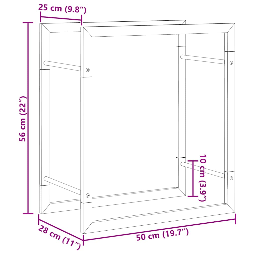 Haardhoutrek 50x28x56 cm roestvrij staal – afbeelding 10