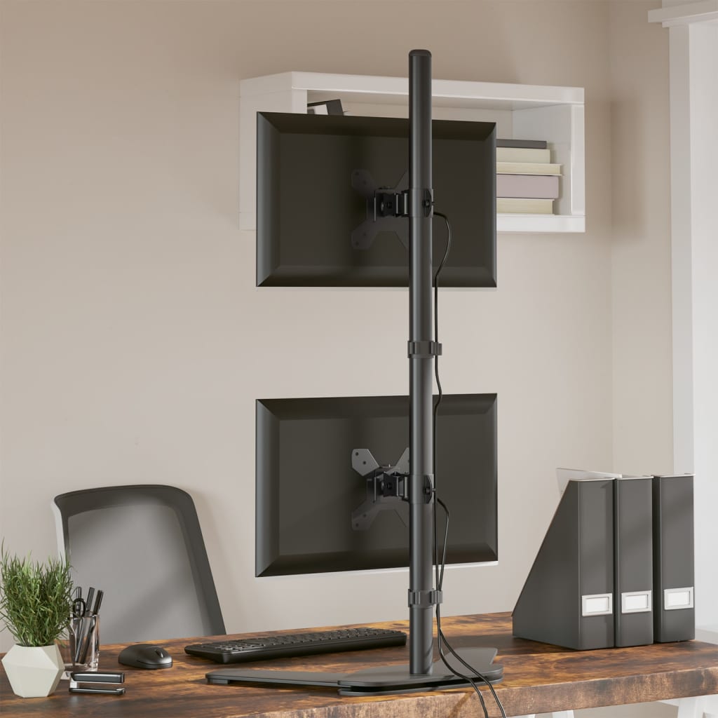 Monitorstandaard dubbel VESA 75/100 mm staal zwart – afbeelding 3