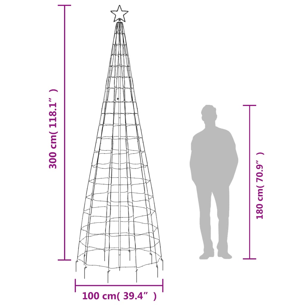 LED-kerstboom met spikes 570 LEDs warm wit 300 cm – afbeelding 10