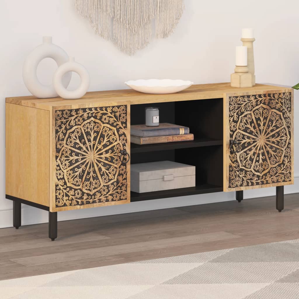 Tv-meubel 105x33x46cm massief mangohout – afbeelding 1