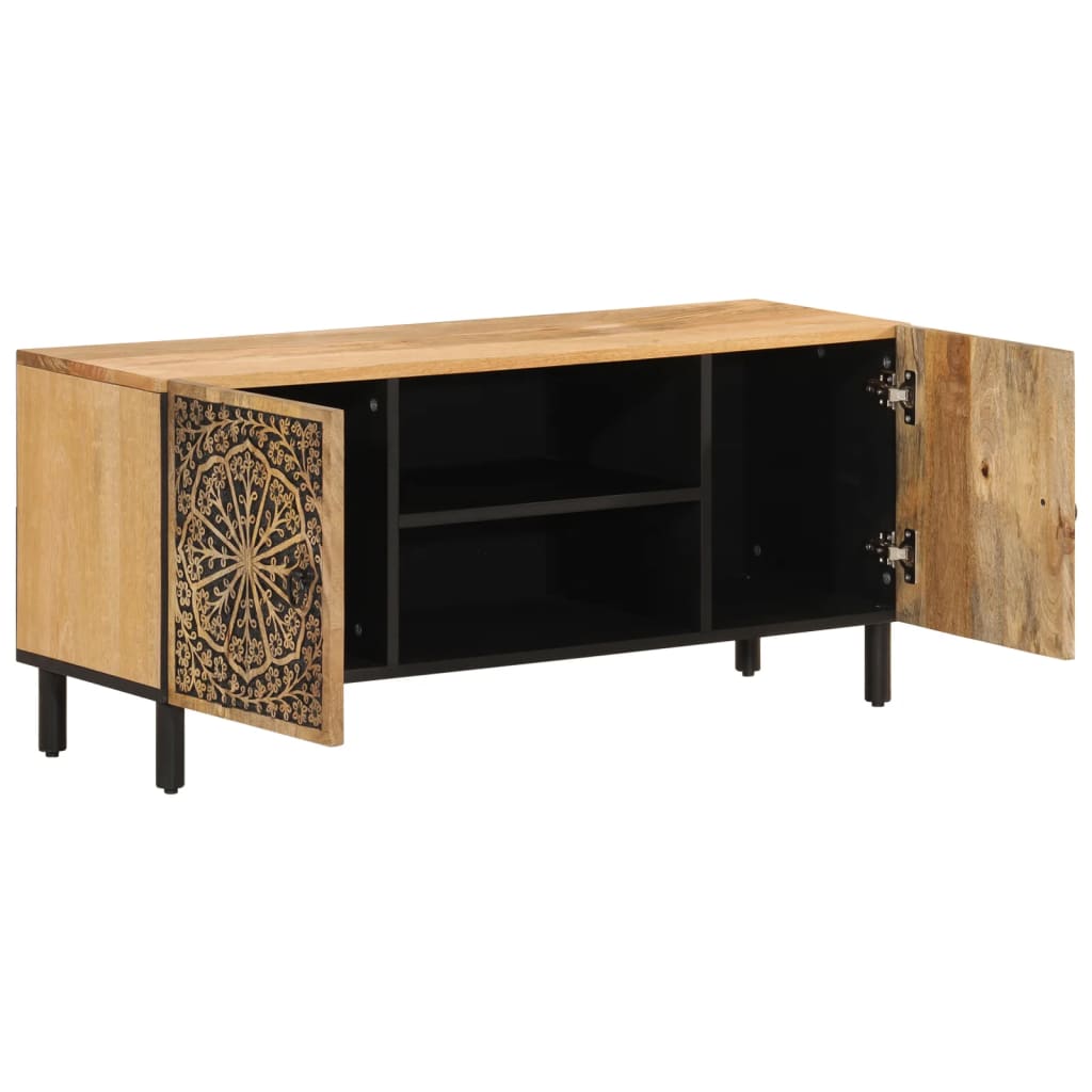 Tv-meubel 105x33x46cm massief mangohout – afbeelding 4