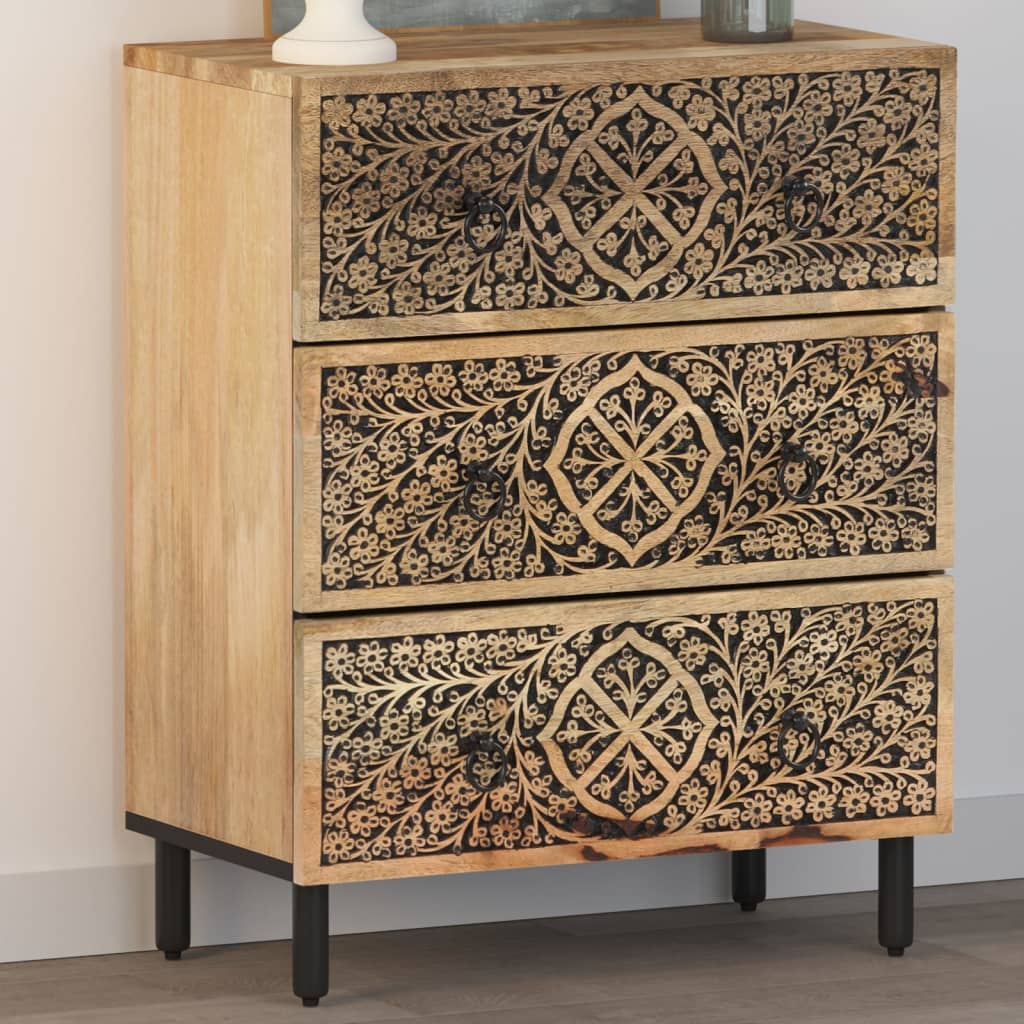 Bijzetkast 60x33x75 cm massief mangohout
