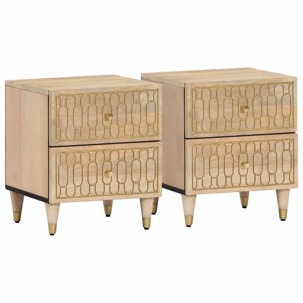 Nachtkastjes 2 st 40x33x46 cm massief mangohout – afbeelding 5