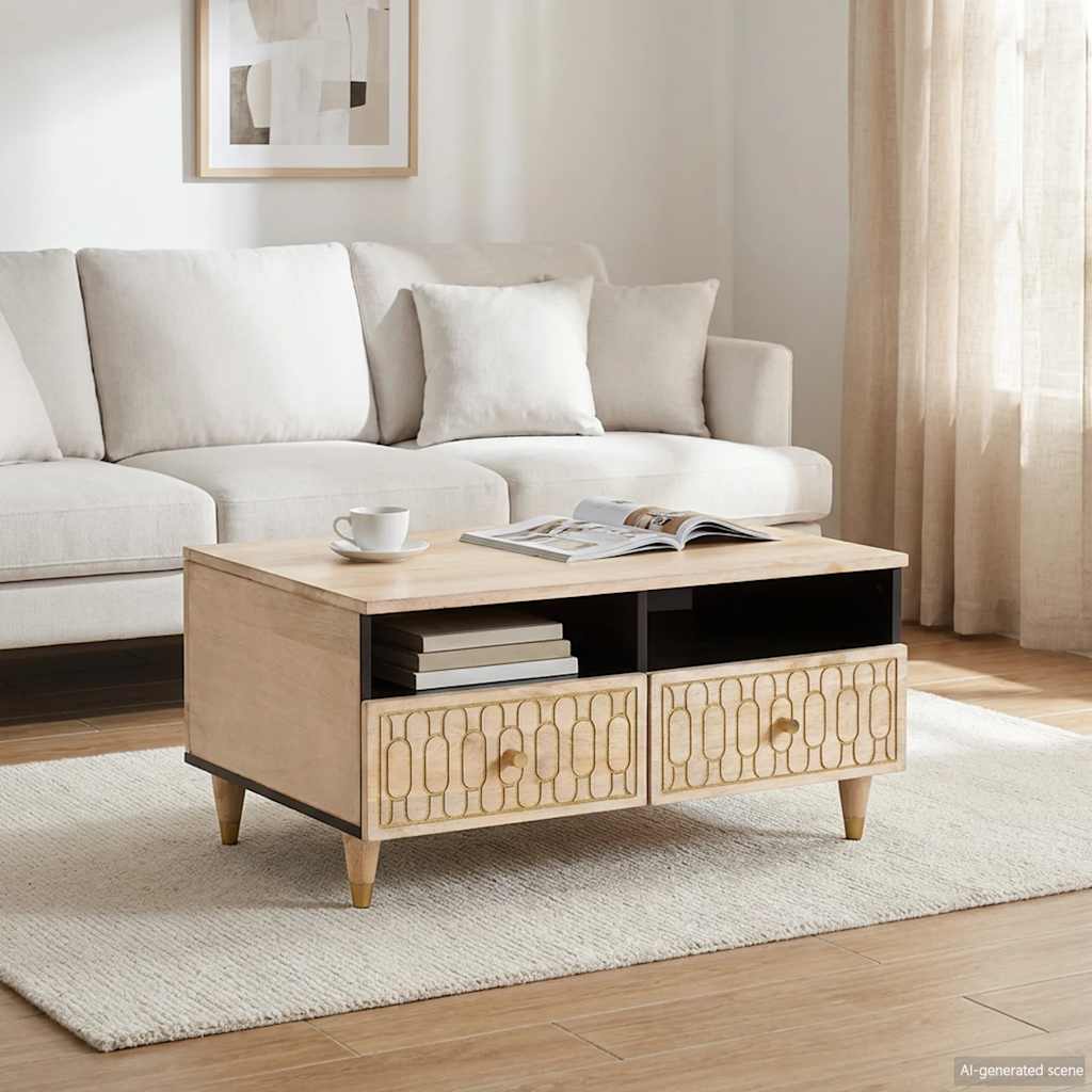 Salontafel 80x54x40 cm massief mangohout – afbeelding 1