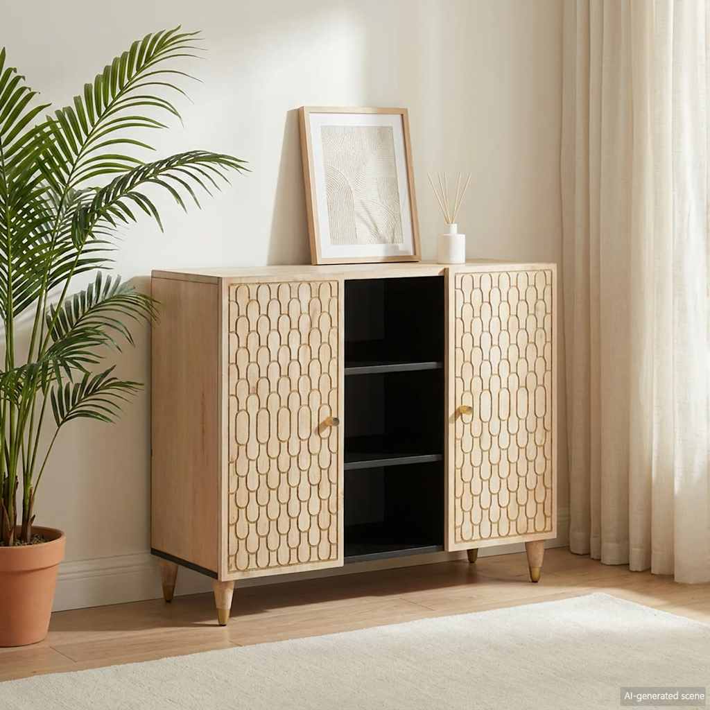 Bijzetkast 90x33x75 cm massief mangohout