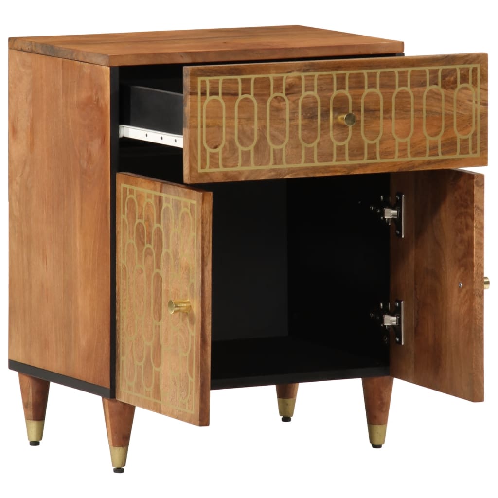 Nachtkastje 50x33x60 cm massief mangohout – afbeelding 3
