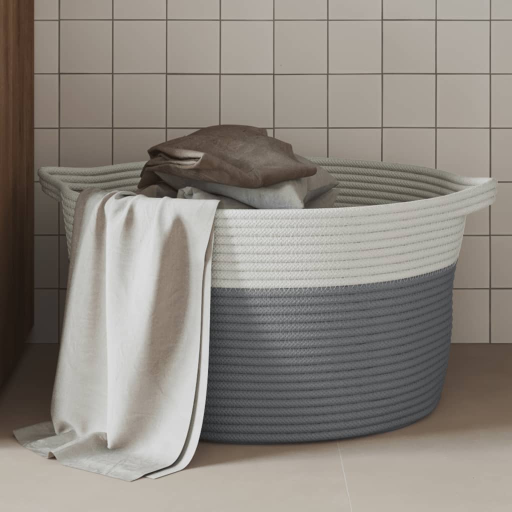Opbergmand Ø 40x25 cm katoen grijs en wit