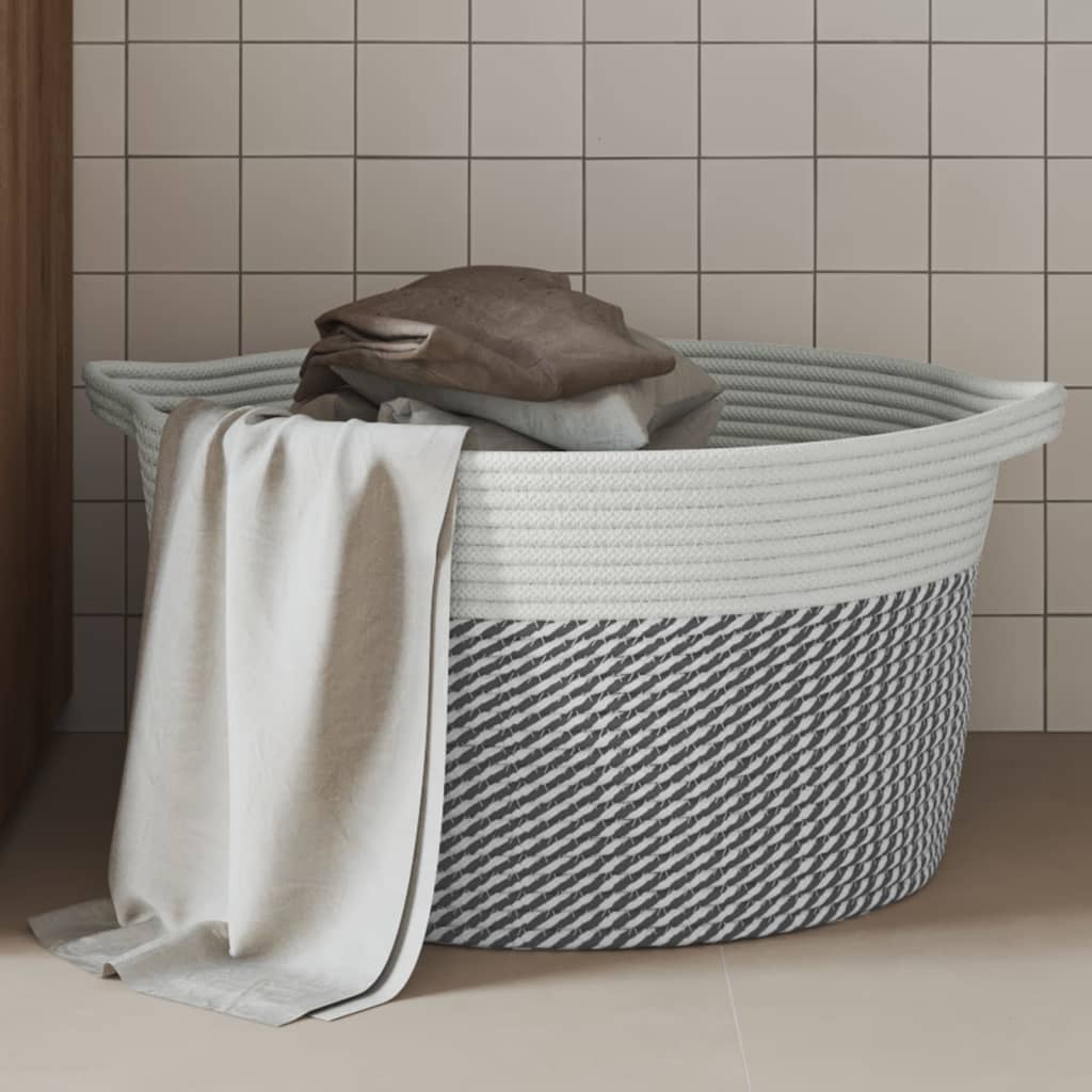 Opbergmand Ø 40x25 cm katoen grijs en wit