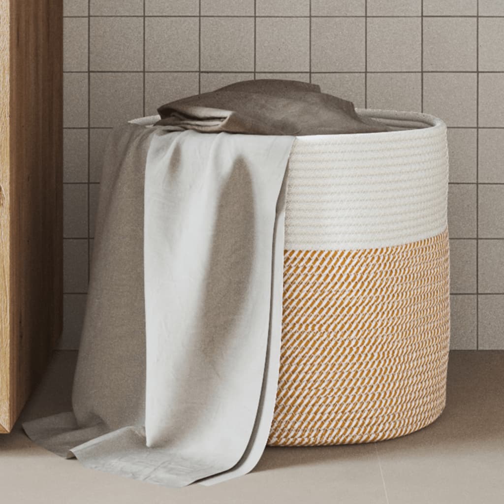 Opbergmand Ø 40x35 cm katoen bruin en wit