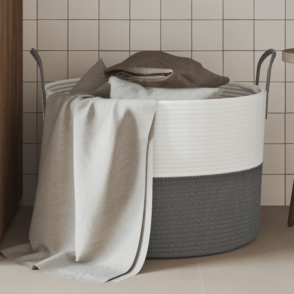 Opbergmand Ø 51x33 cm katoen grijs en wit