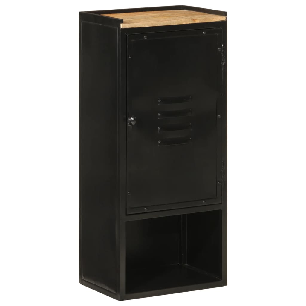 Badkamerkast 40x27x90 cm ijzer en massief mangohout – afbeelding 1