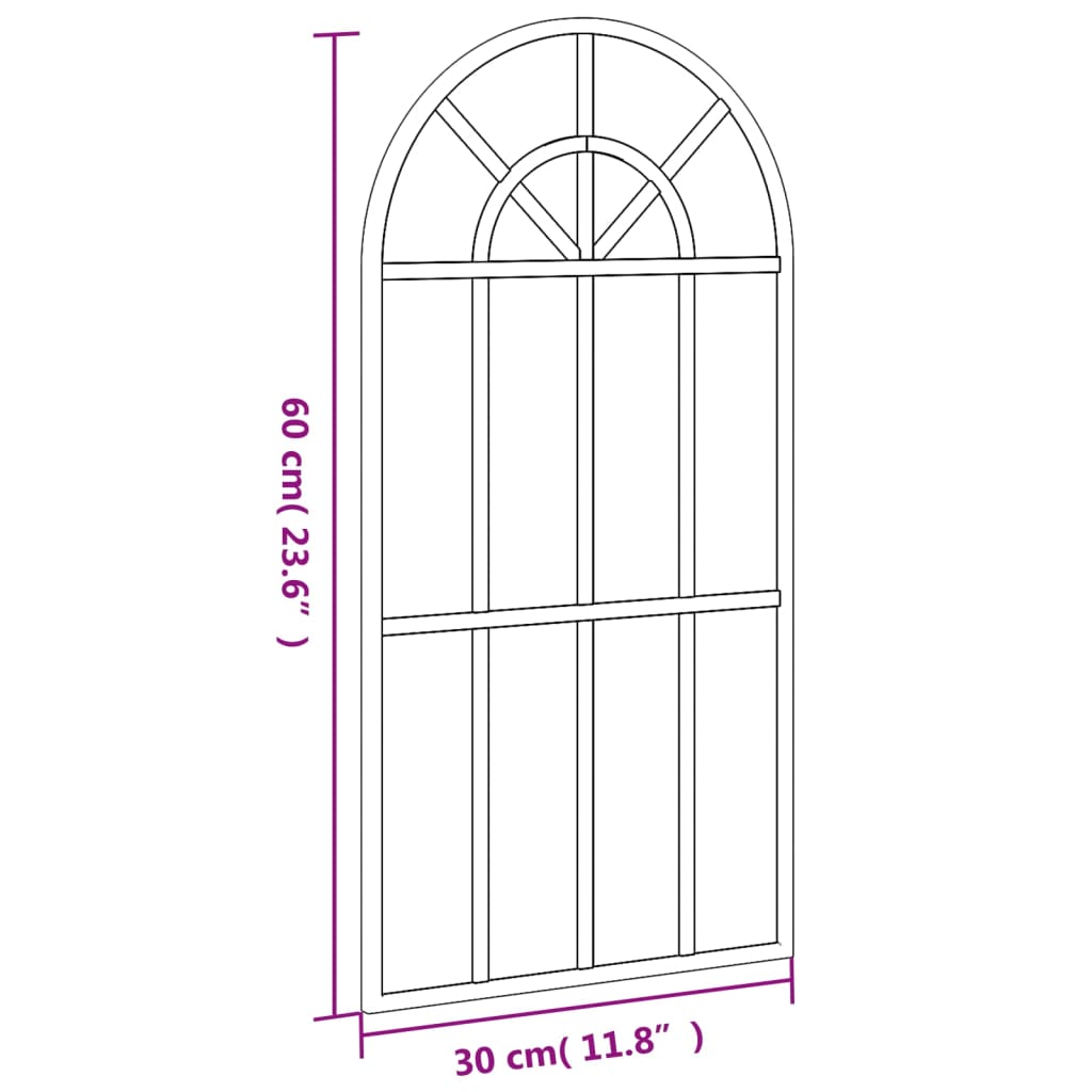 Wandspiegel boog 30x60 cm ijzer zwart – afbeelding 7