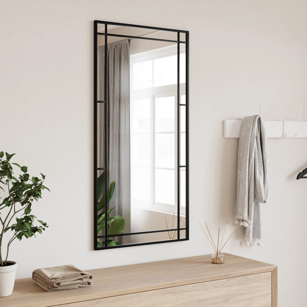 Wandspiegel rechthoekig 50x100 cm ijzer zwart – afbeelding 1