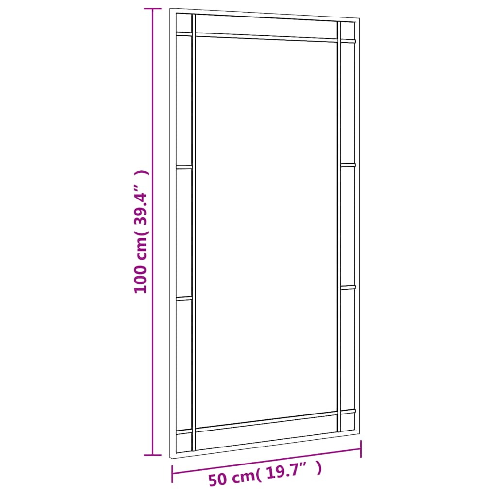 Wandspiegel rechthoekig 50x100 cm ijzer zwart – afbeelding 8