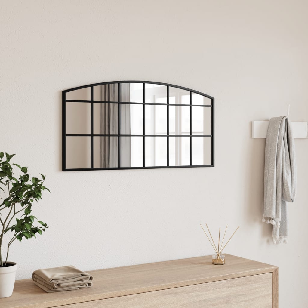 Wandspiegel boog 80x40 cm ijzer zwart – afbeelding 1