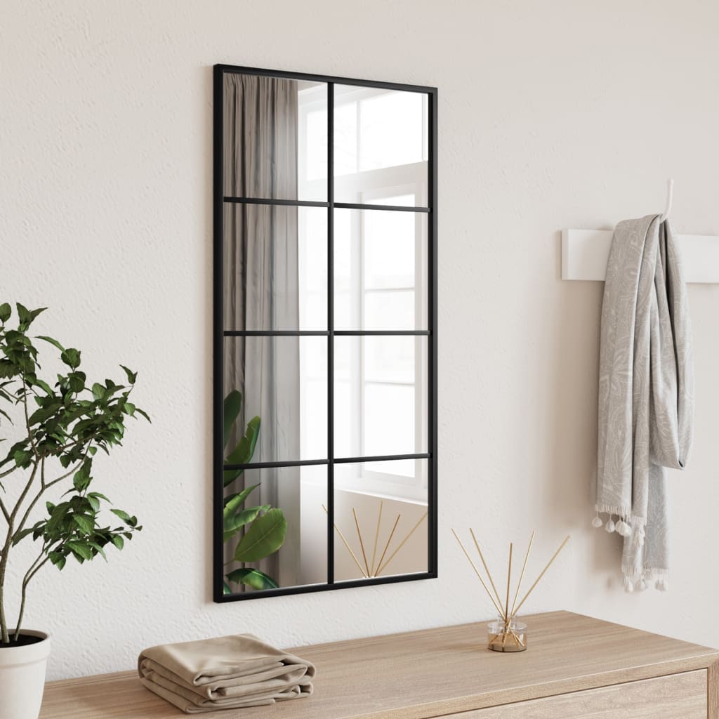 Wandspiegel rechthoekig 40x80 cm ijzer zwart – afbeelding 1