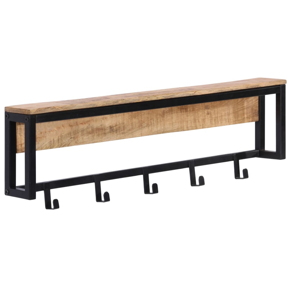 Kapstok 87x10x27 cm massief ruw mangohout – afbeelding 1