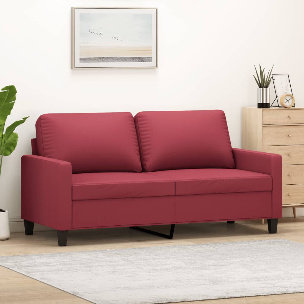 Tweezitsbank 140 cm kunstleer wijnrood – afbeelding 1