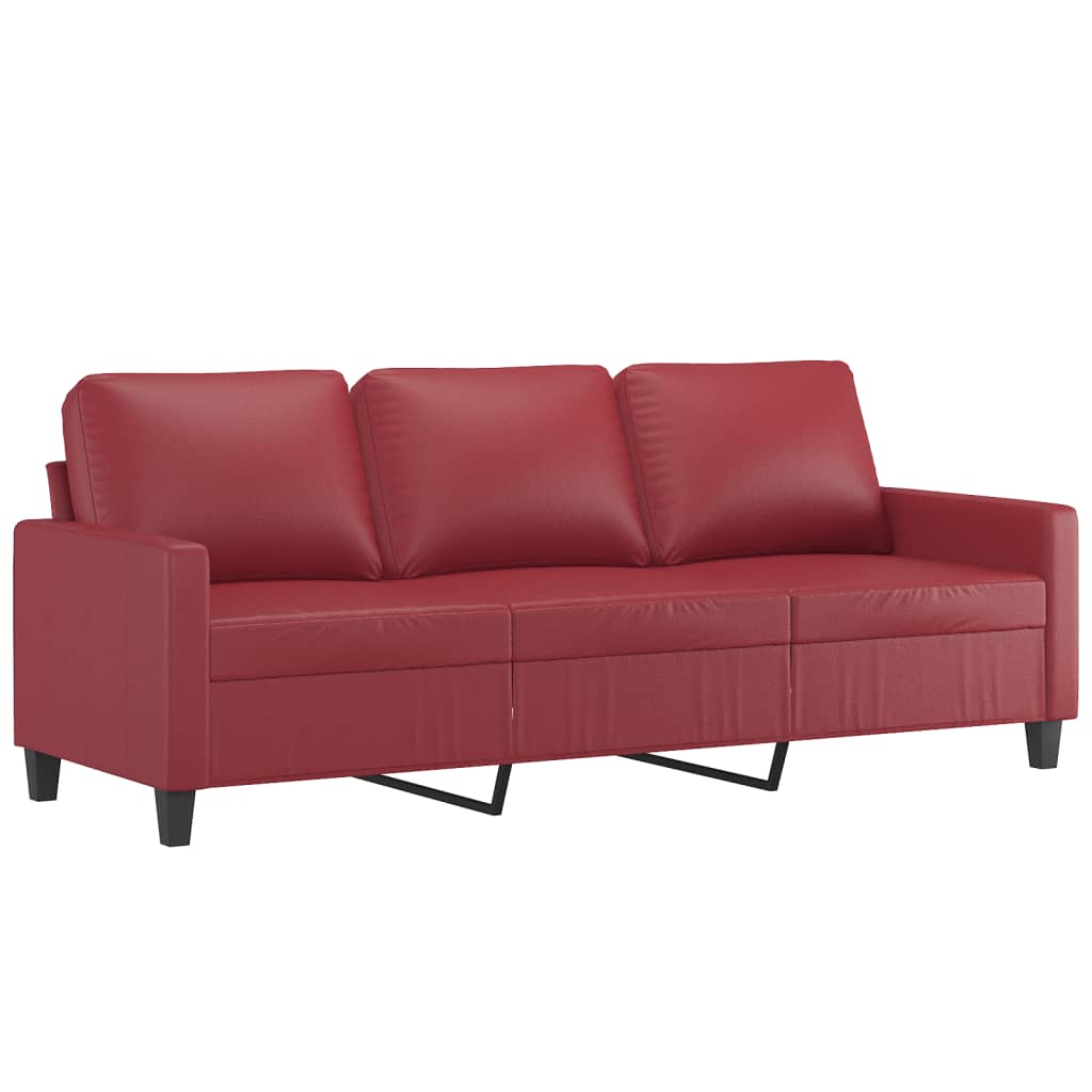 Driezitsbank 180 cm kunstleer wijnrood – afbeelding 2