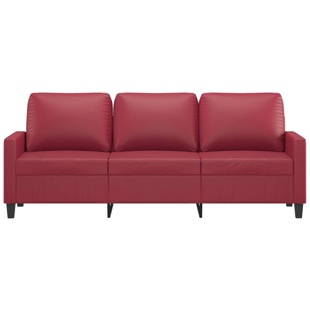 Driezitsbank 180 cm kunstleer wijnrood – afbeelding 3