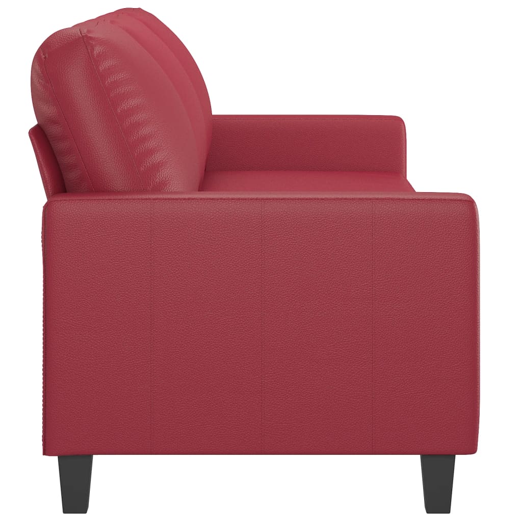 Driezitsbank 180 cm kunstleer wijnrood – afbeelding 4