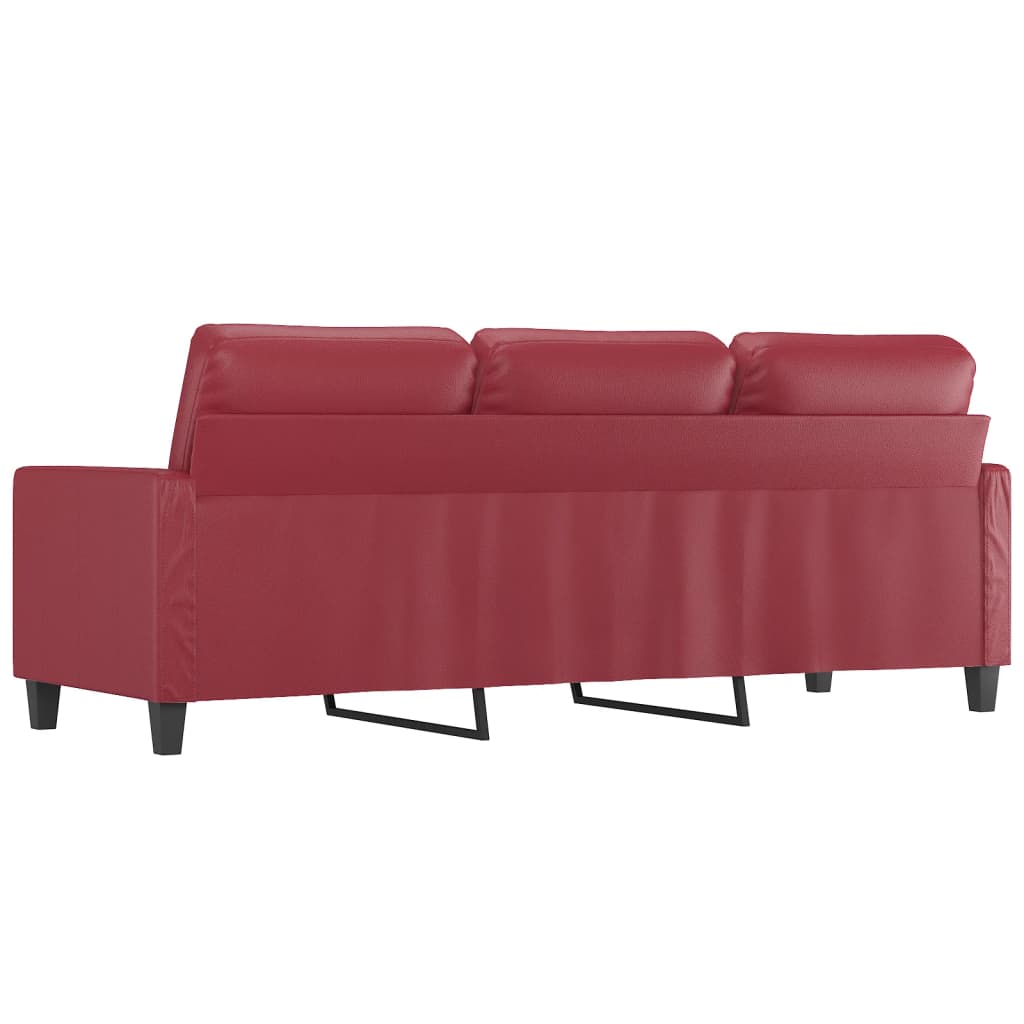 Driezitsbank 180 cm kunstleer wijnrood – afbeelding 5