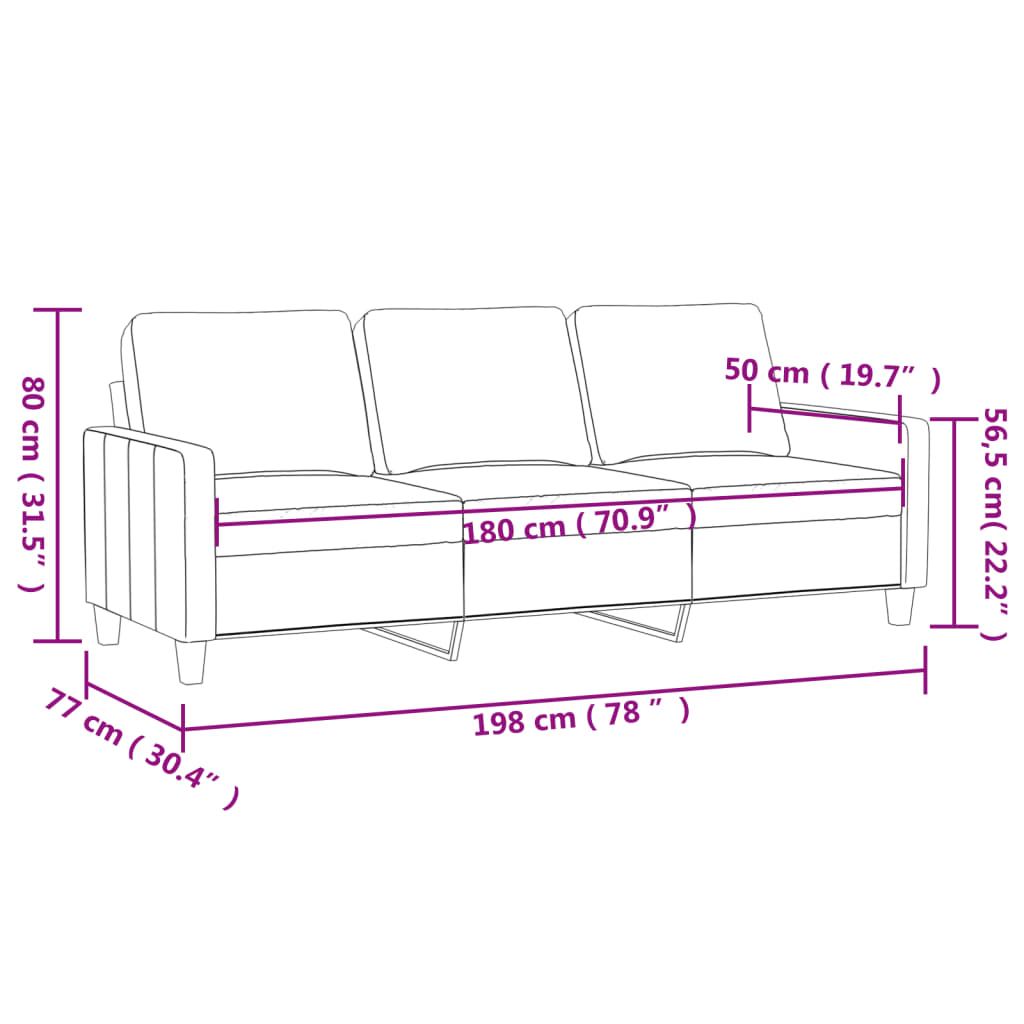Driezitsbank 180 cm kunstleer wijnrood – afbeelding 8