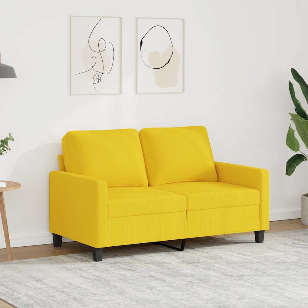 Tweezitsbank 120 cm stof lichtgeel