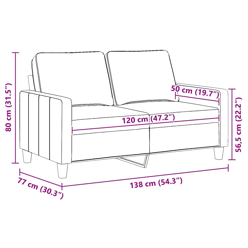 Tweezitsbank 120 cm stof wijnrood – afbeelding 9