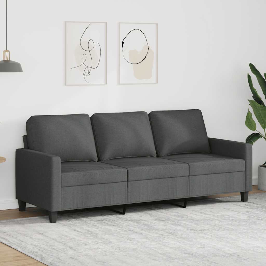 Driezitsbank 180 cm stof donkergrijs