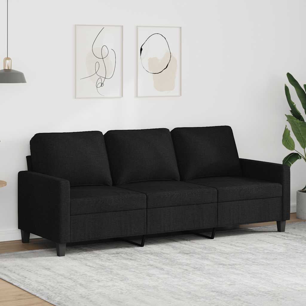 Driezitsbank 180 cm stof zwart