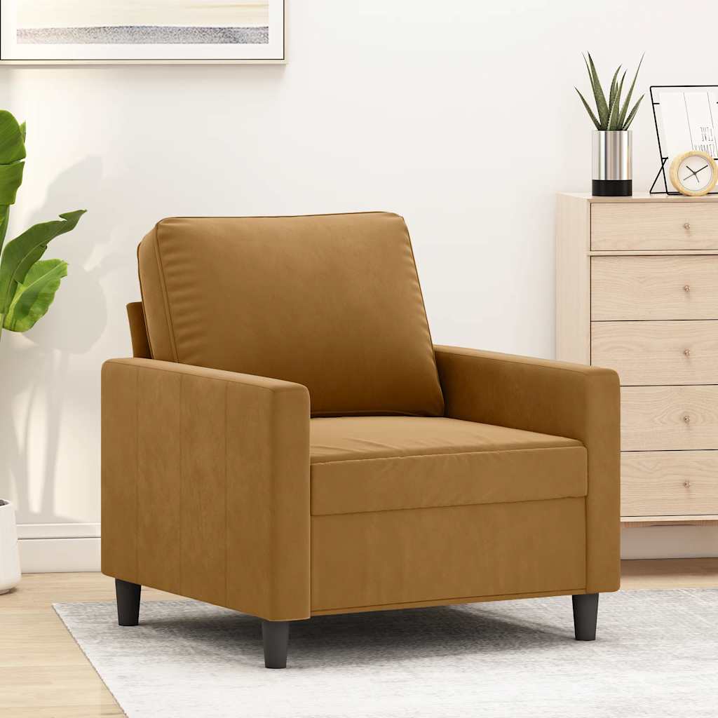 Fauteuil 60 cm fluweel bruin