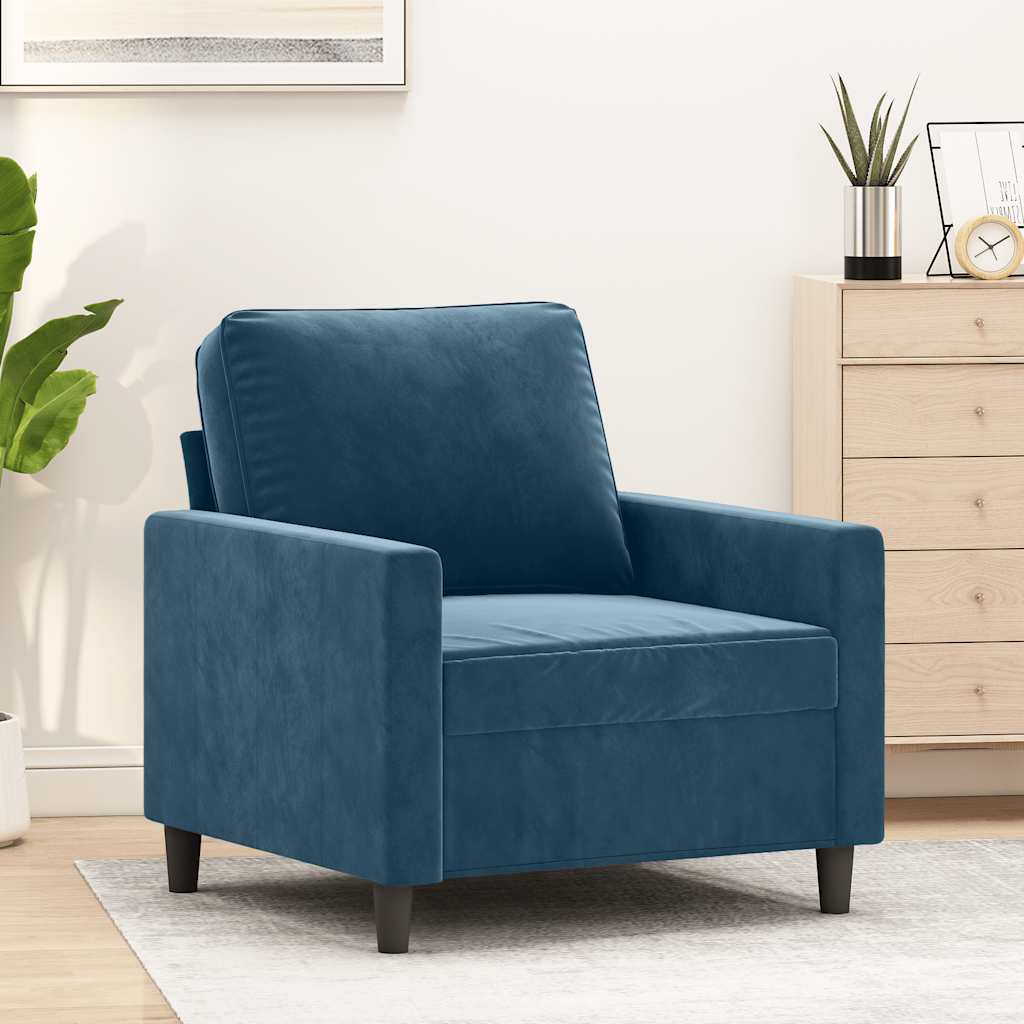 Fauteuil 60 cm fluweel blauw