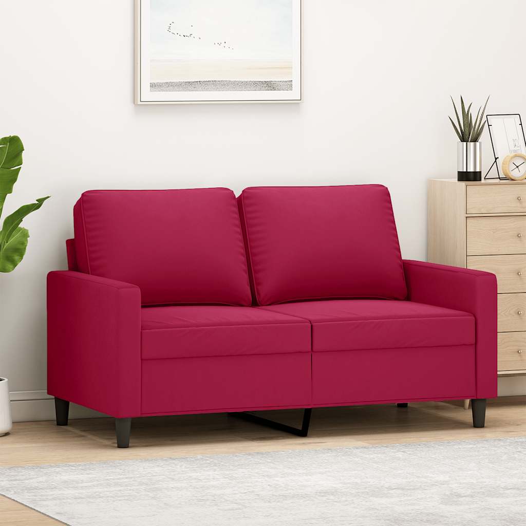 Tweezitsbank 120 cm fluweel wijnrood – afbeelding 1