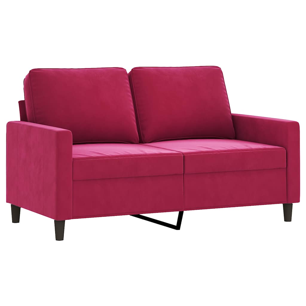 Tweezitsbank 120 cm fluweel wijnrood – afbeelding 2